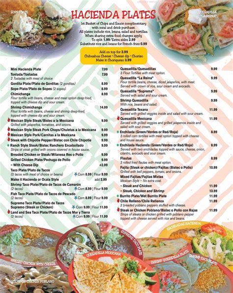 la hacienda restaurant and supermarket menu|More.